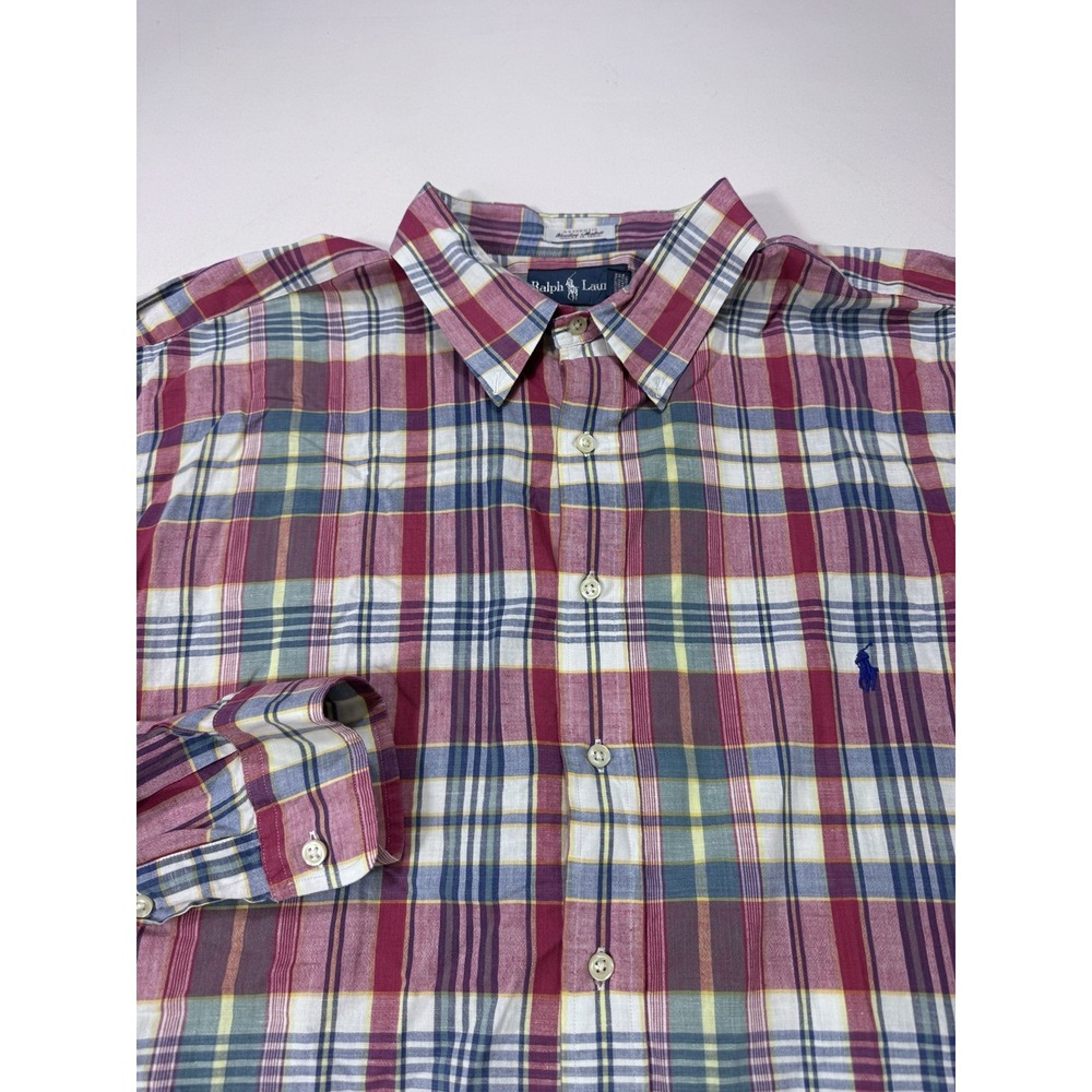 Polo Ralph Lauren Men 3XLT Red Indian Madras Plaid Button Down Shirt Big & Tall